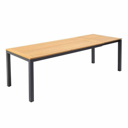 Table de jardin extensible rectangulaire (180/240 x 89 x 74 cm) en aluminium et bois d'eucalyptus FSC®