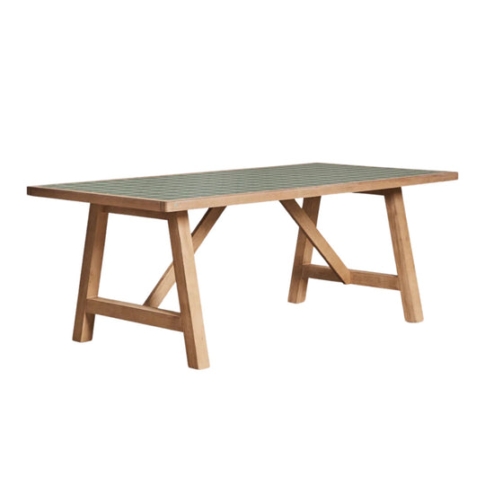 Table de jardin SKLUM Dubai rectangulaire en bois d'acacia plateau vert foncé