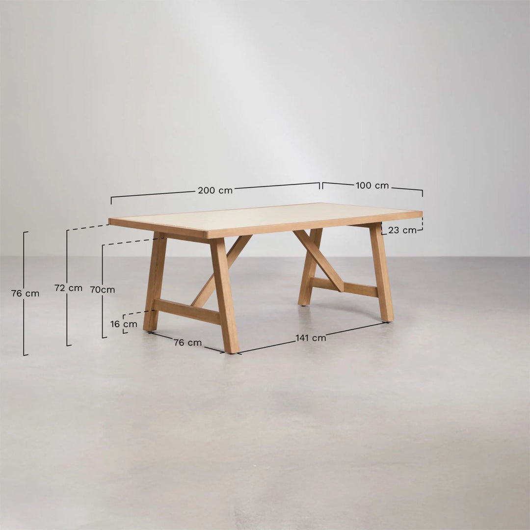 Table de jardin SKLUM Dubai rectangulaire en bois d'acacia plateau vert foncé