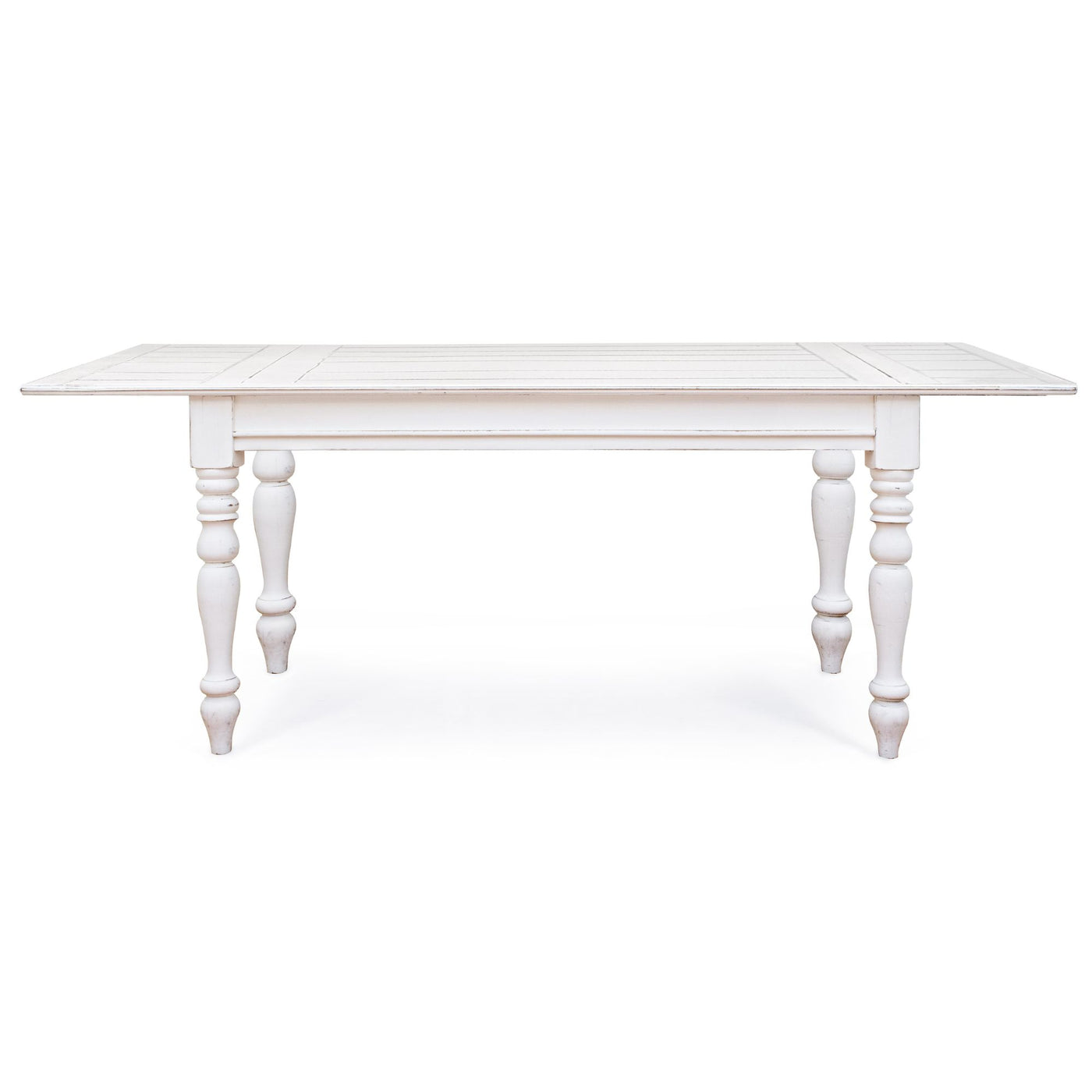Table extensible LES TENDANCES Kolita 150 à 240 cm en bois de manguier blanc patiné