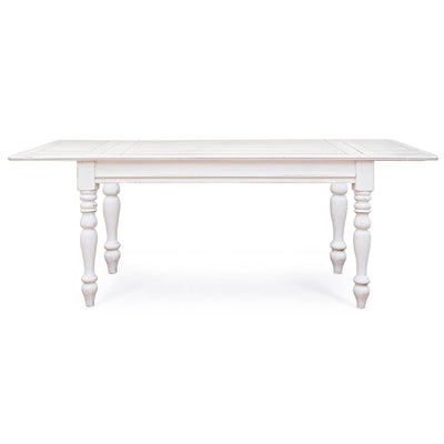 Table extensible LES TENDANCES Kolita 150 à 240 cm en bois de manguier blanc patiné