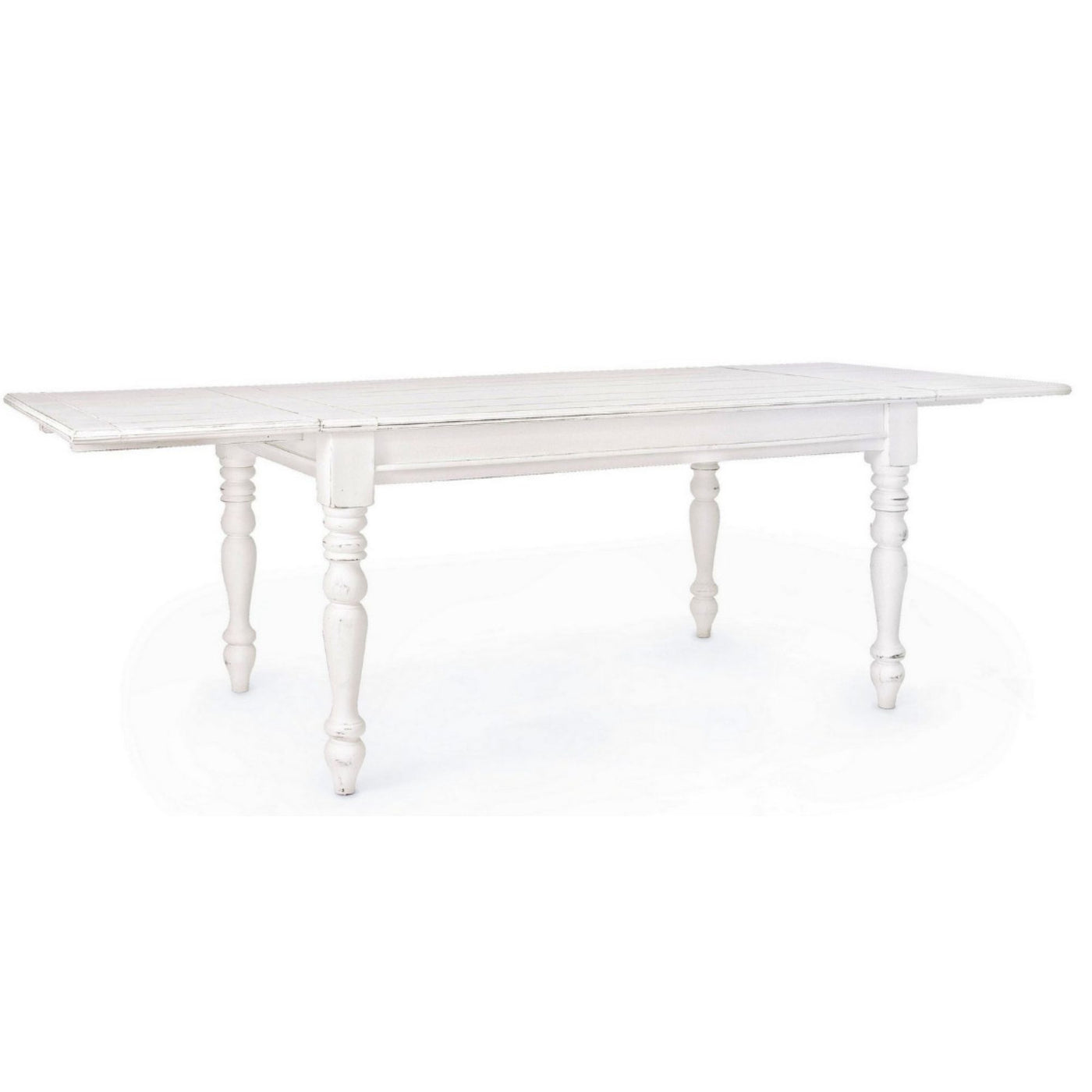 Table extensible LES TENDANCES Kolita 150 à 240 cm en bois de manguier blanc patiné