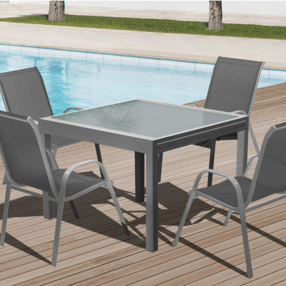 Table de jardin extensible en verre trempé 90-180cm