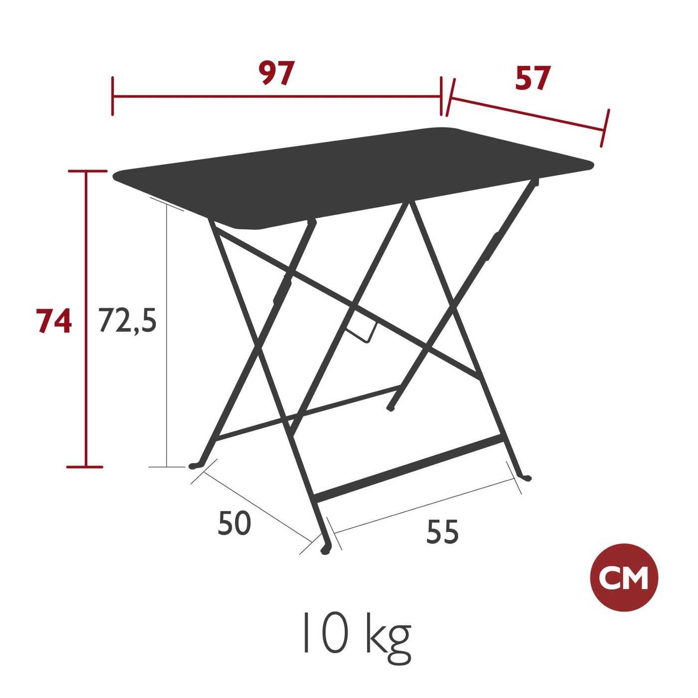 Table FERMOB Bistro 97x57cm vert cactus