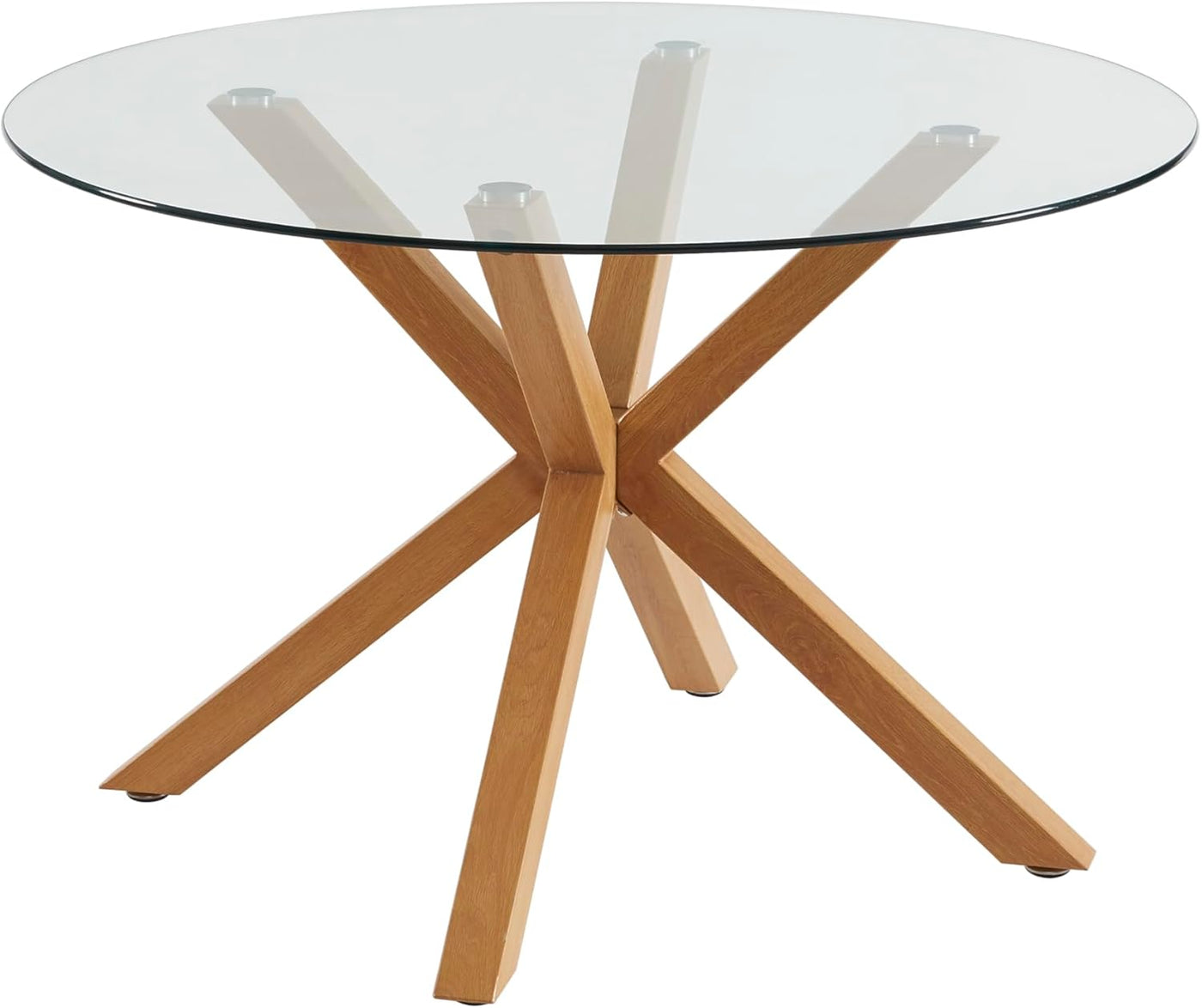 Table ronde BAITA Harry en verre et effet chêne 120cm