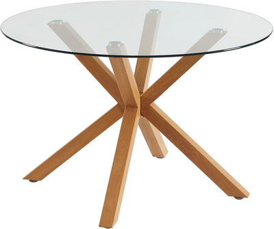 Table ronde BAITA Harry en verre et effet chêne 120cm