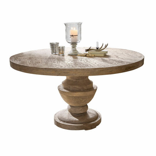 Table ronde LOBERON Retonfey en bois massif marron vieilli
