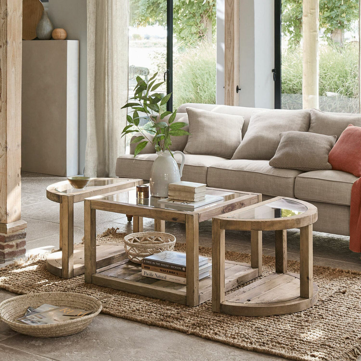 Table basse ovale LOBERON Hyllorian en 3 modules en bois de pin — photo produit