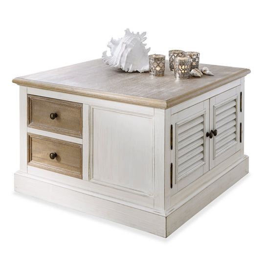 Table basse LOBERON Cloverport en bois massif blanc — photo produit