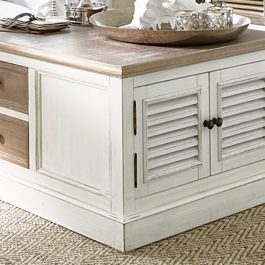 Table basse LOBERON Cloverport en bois massif blanc — photo produit