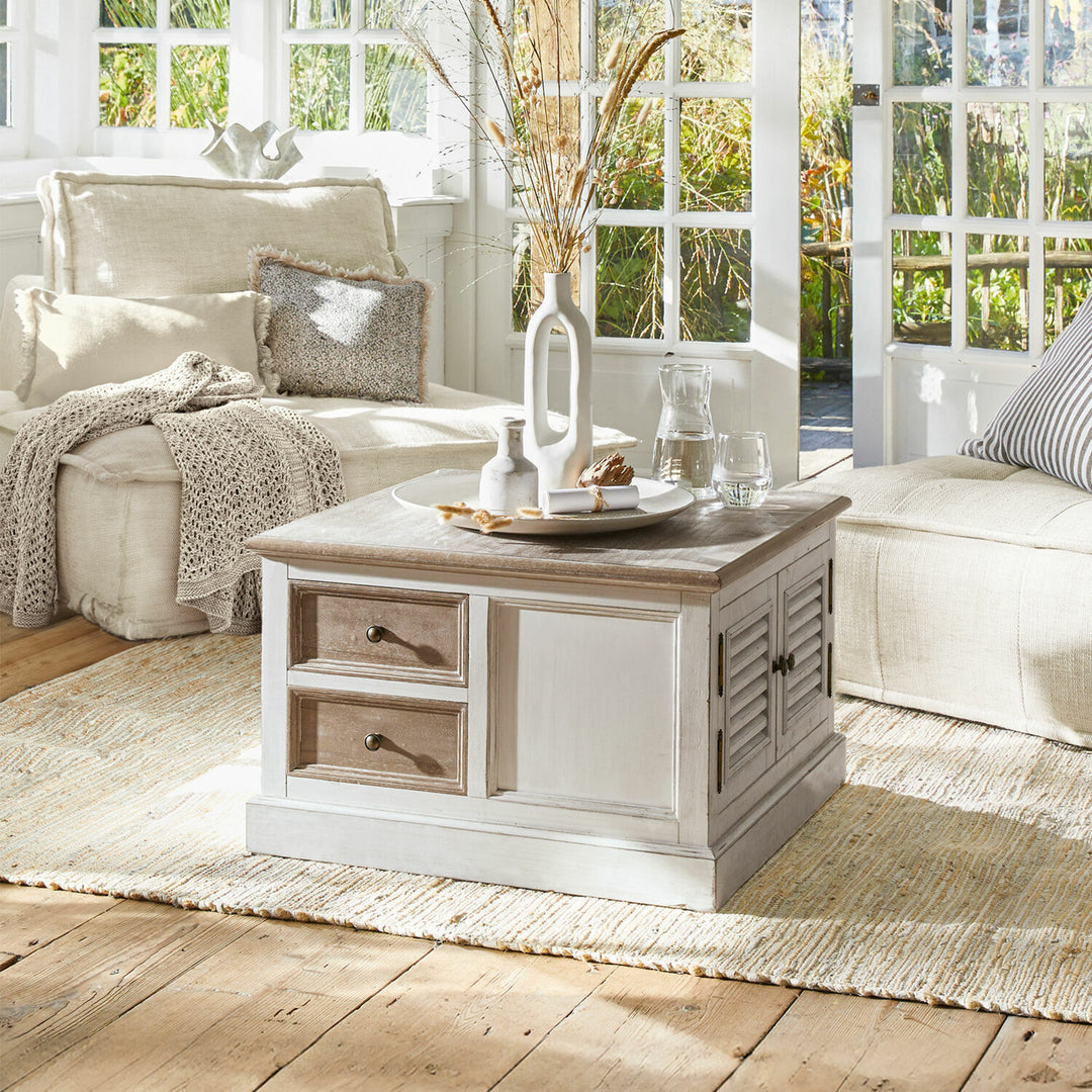 Table basse LOBERON Cloverport en bois massif blanc — photo produit