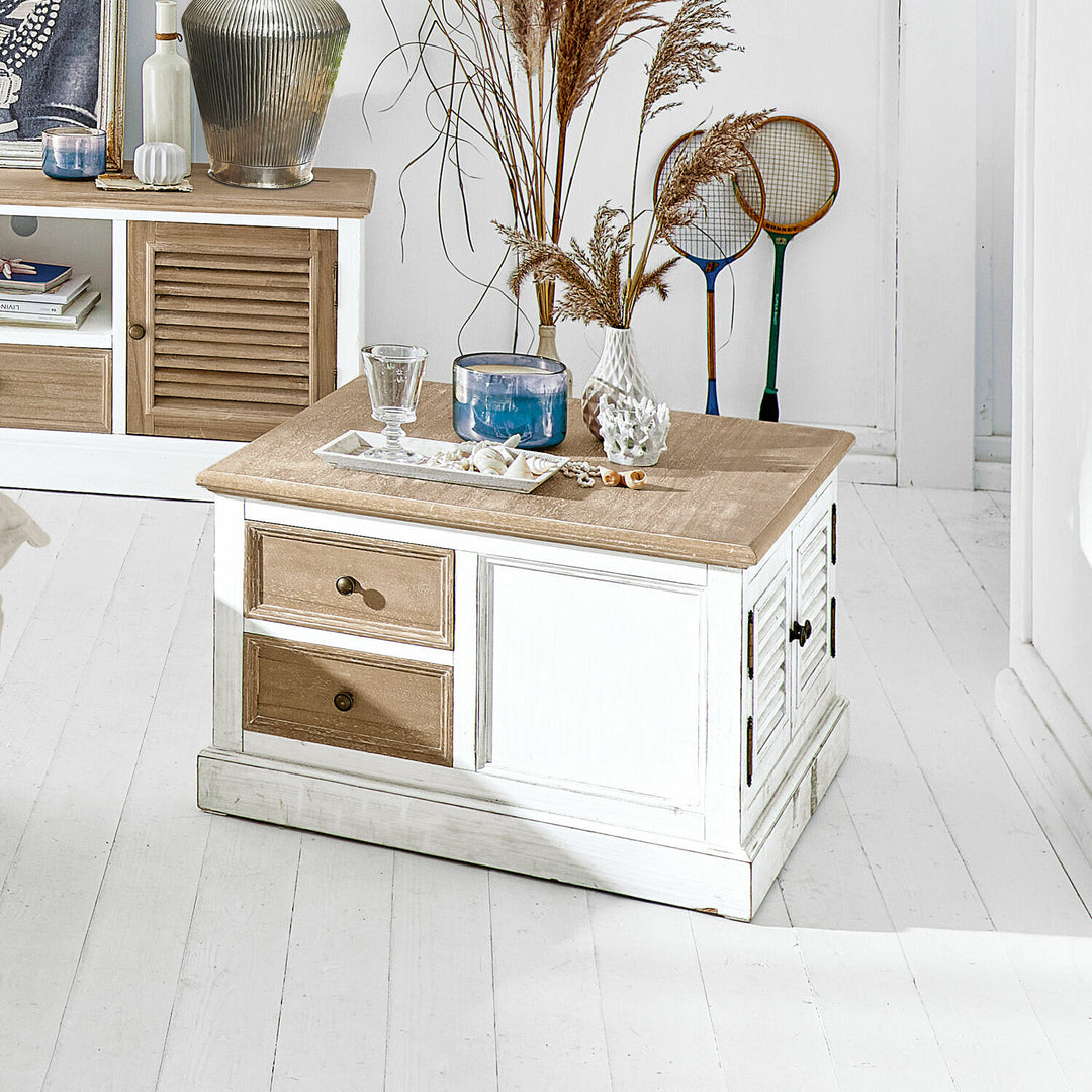 Table basse LOBERON Cloverport en bois massif blanc — photo produit