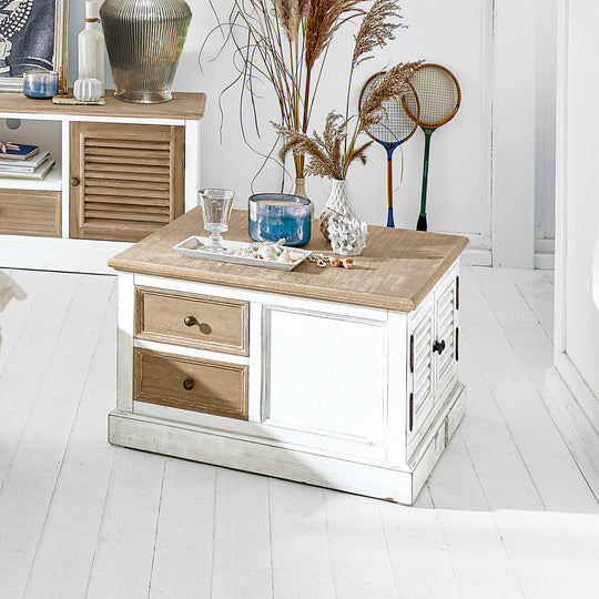 Table basse LOBERON Cloverport en bois massif blanc — photo produit