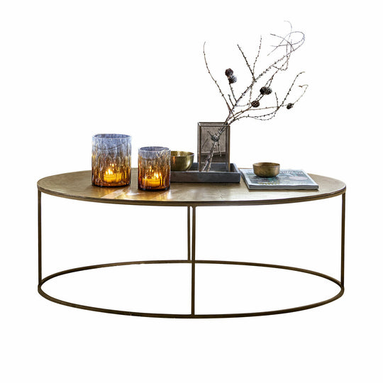 Table basse ovale LOBERON Leron en métal or vieilli — photo produit
