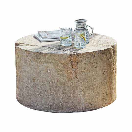 Table basse LOBERON Paxton ronde aspect pierre massif — photo produit