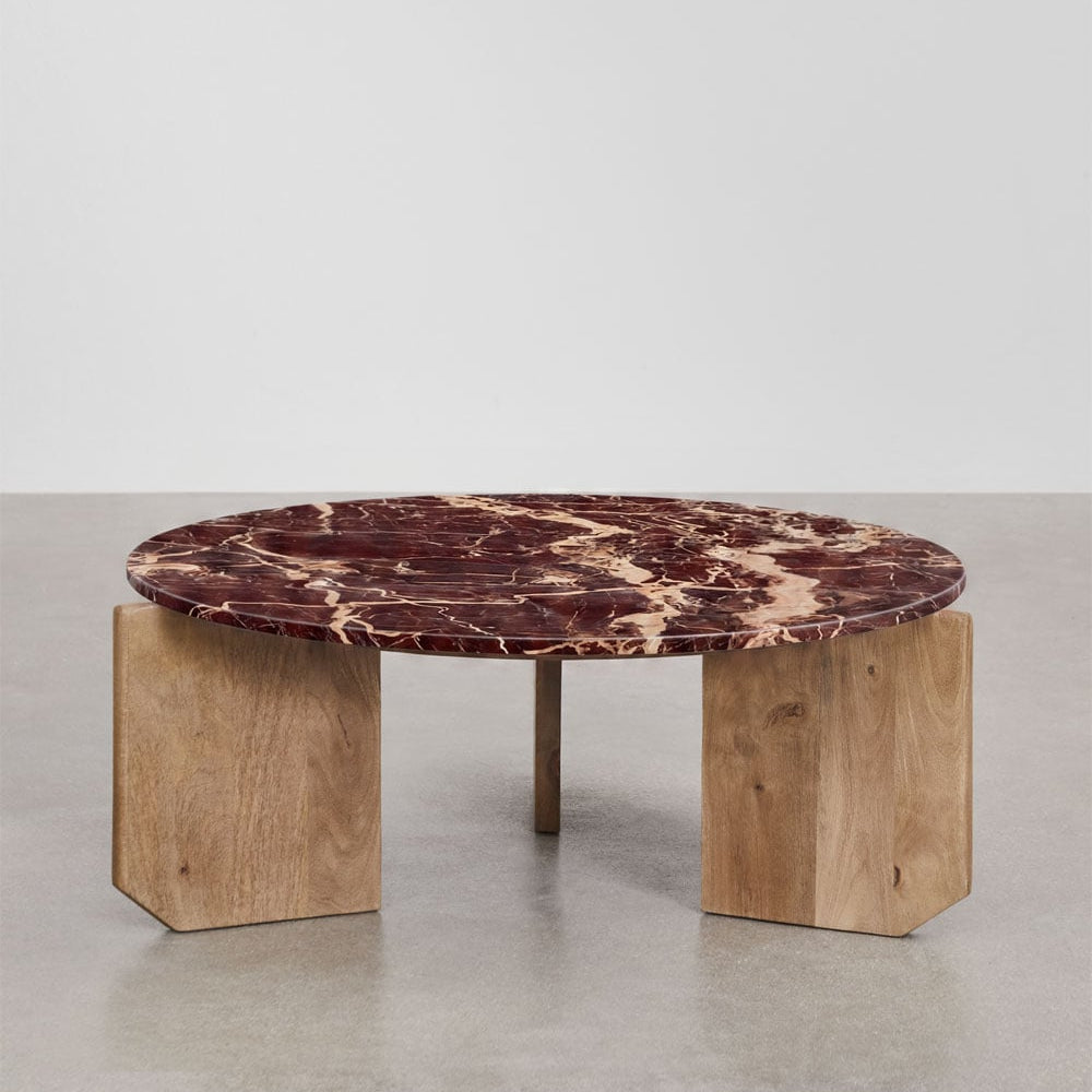 Table basse ronde SKLUM Lavinia marbre rouge Ø85 cm — photo produit