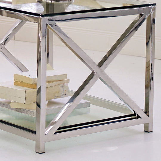 Table d'appoint LOBERON Stamford en métal argenté — photo produit