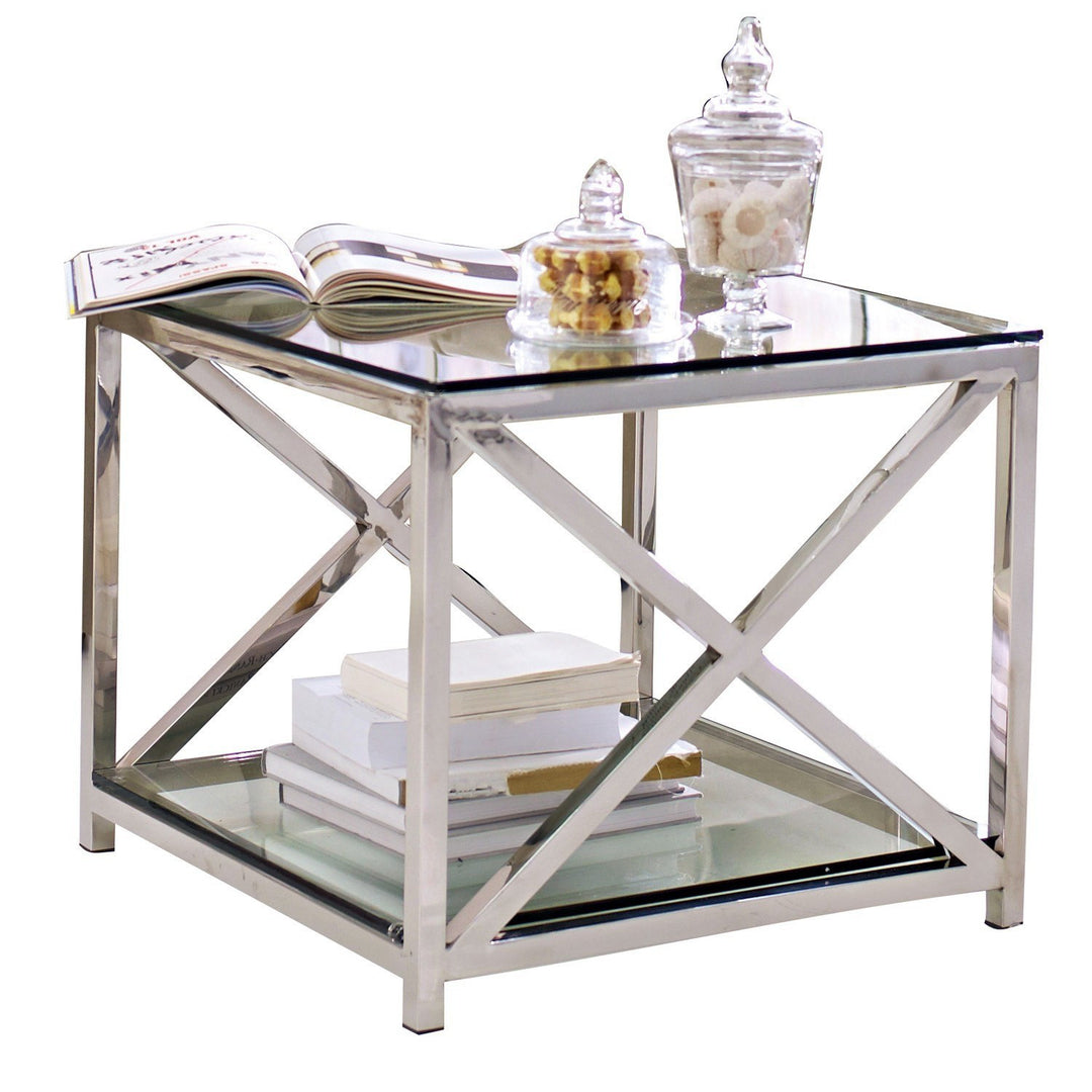 Table d'appoint LOBERON Stamford en métal argenté — photo produit