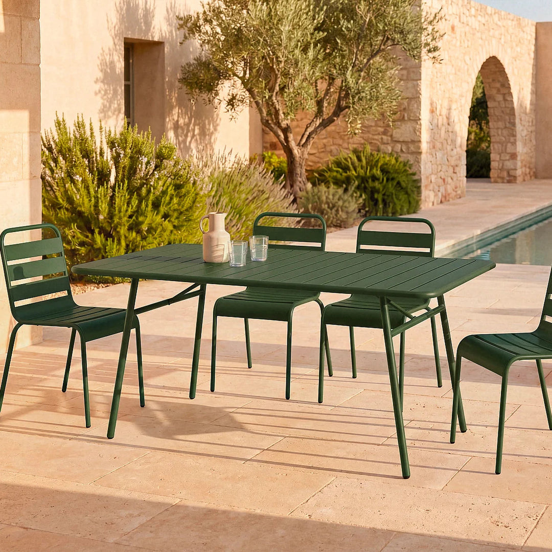 Table de jardin VENTE-UNIQUE Mirmande métal kaki 160cm — photo produit