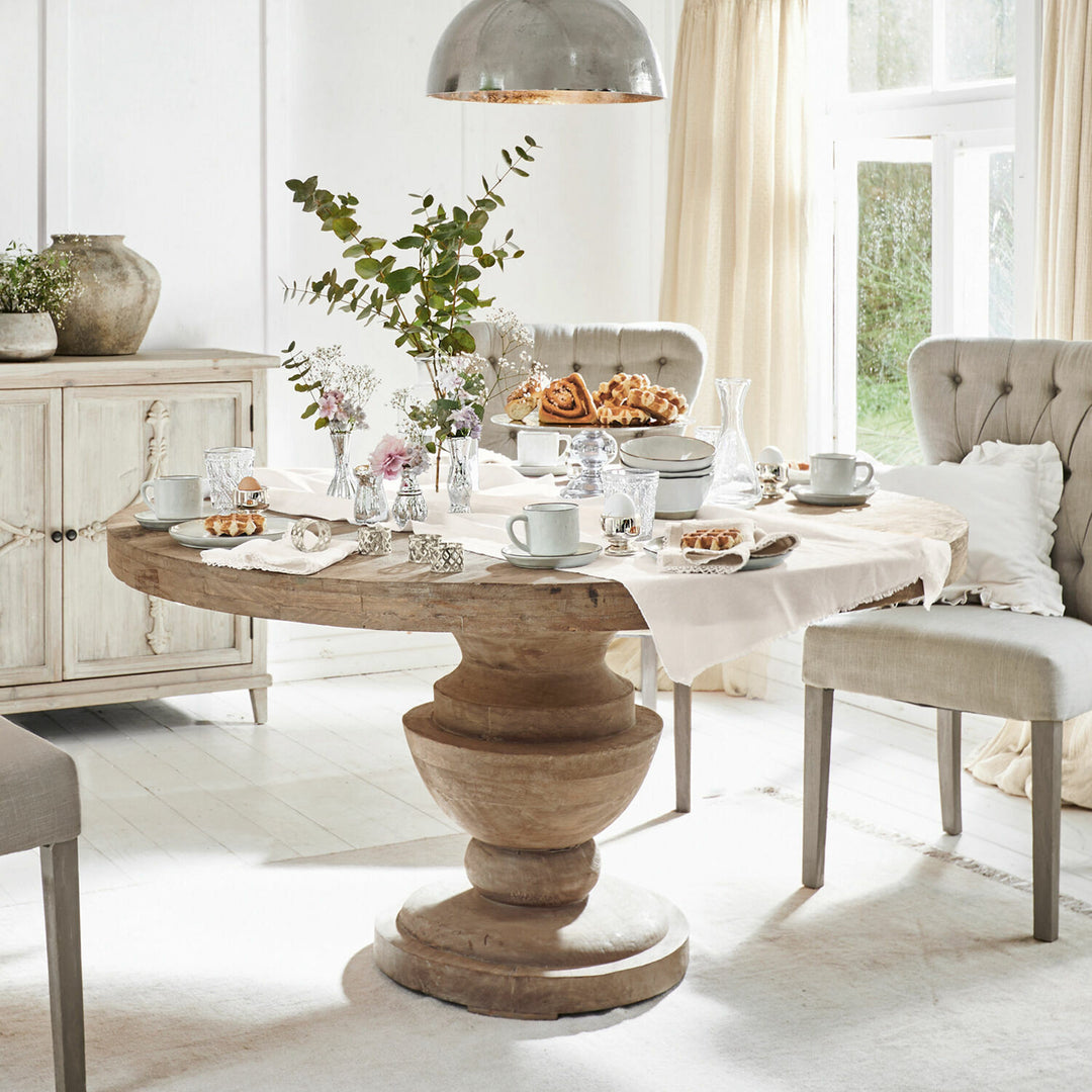 Table ronde LOBERON Retonfey en bois massif marron vieilli — photo produit