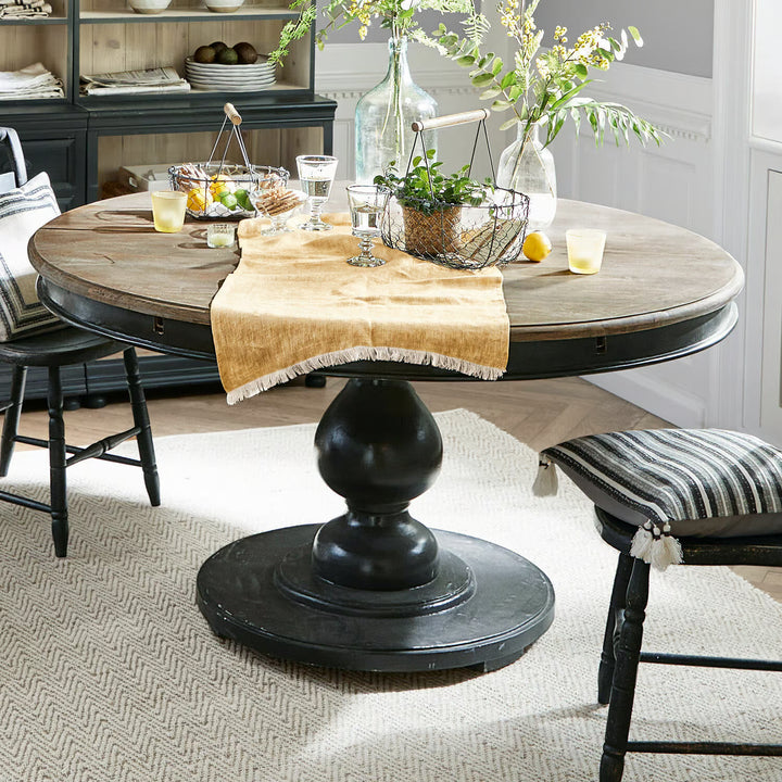 Table à manger ronde LOBERON Shrewsbury rallongeable noir et marron