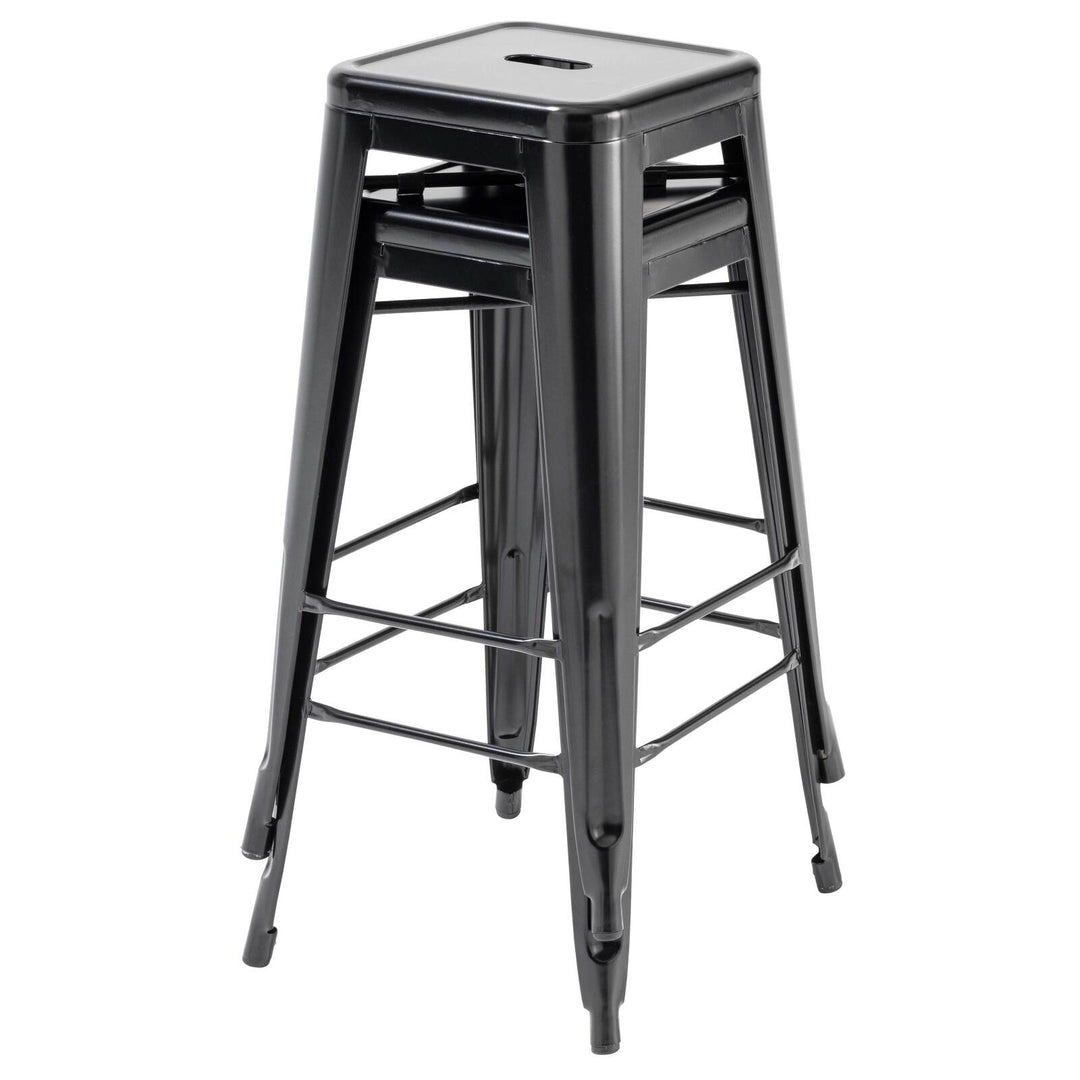 Lot de 4 tabourets de bar extérieur en métal noir
