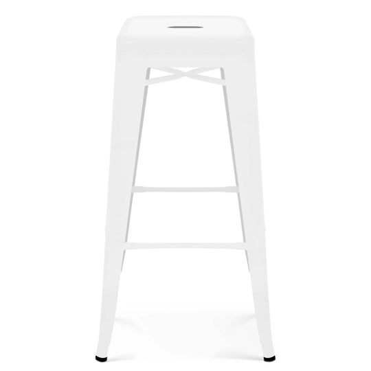 Lot de 4 tabourets de bar extérieur en métal blanc