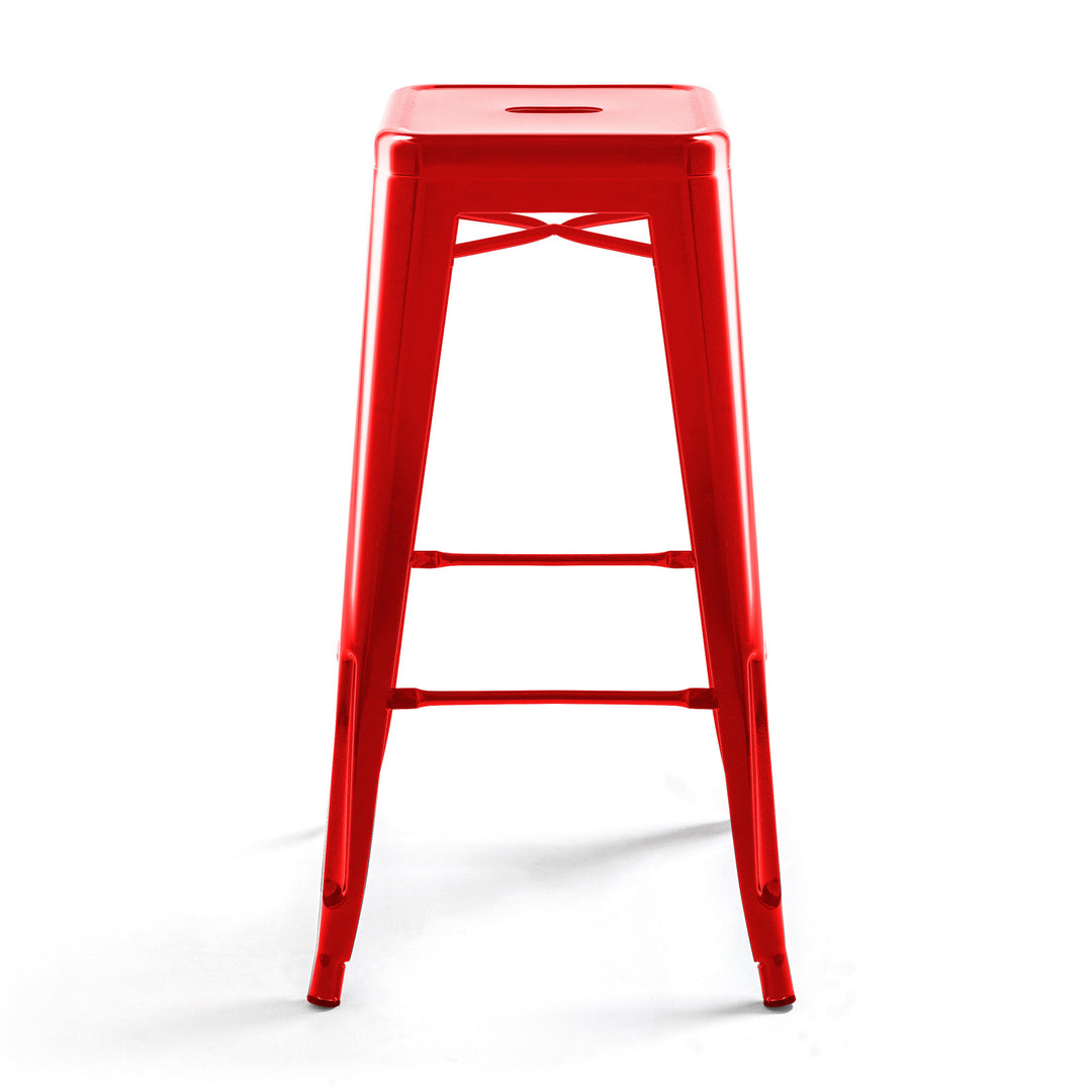 Lot de 4 tabourets de bar extérieur en métal rouge