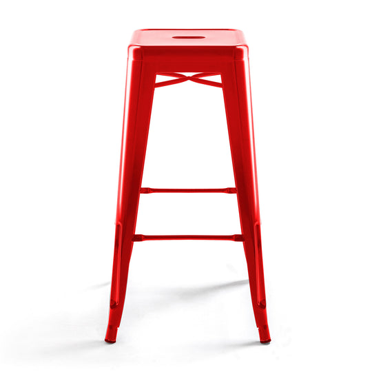 Lot de 4 tabourets de bar extérieur en métal rouge