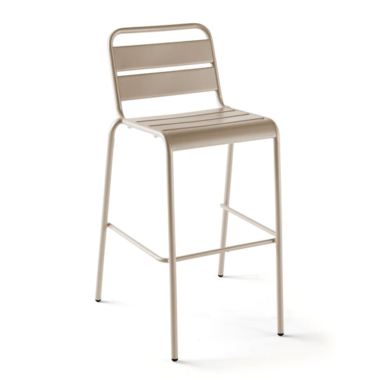 Lot de 4 chaises haute de jardin Oviala en metal taupe PALAVAS