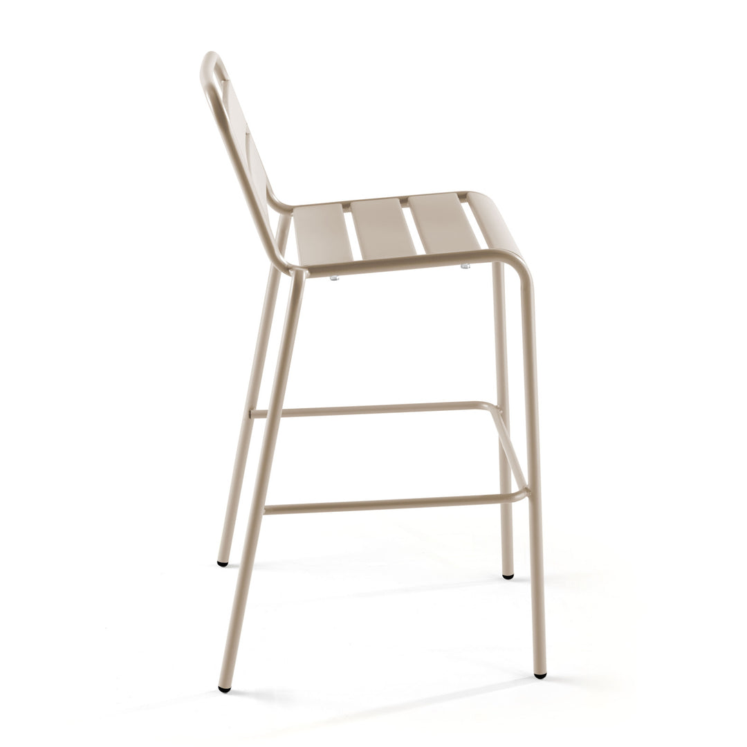 Lot de 4 chaises haute de jardin Oviala en metal taupe PALAVAS
