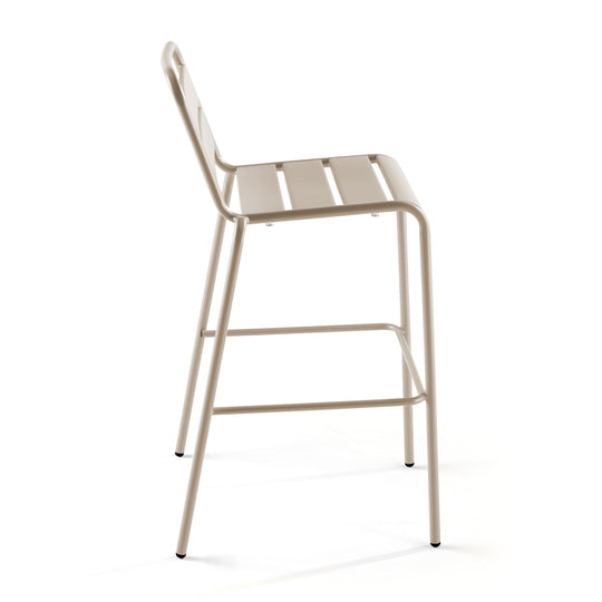 Lot de 4 chaises haute de jardin Oviala en metal taupe PALAVAS