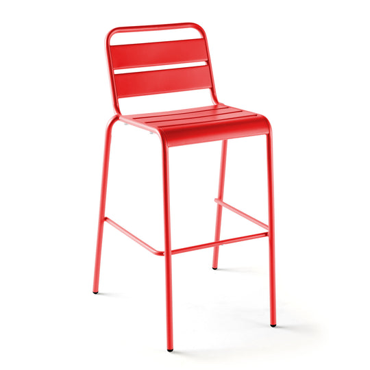 Lot de 4 chaises haute de jardin Oviala en metal rouge PALAVAS