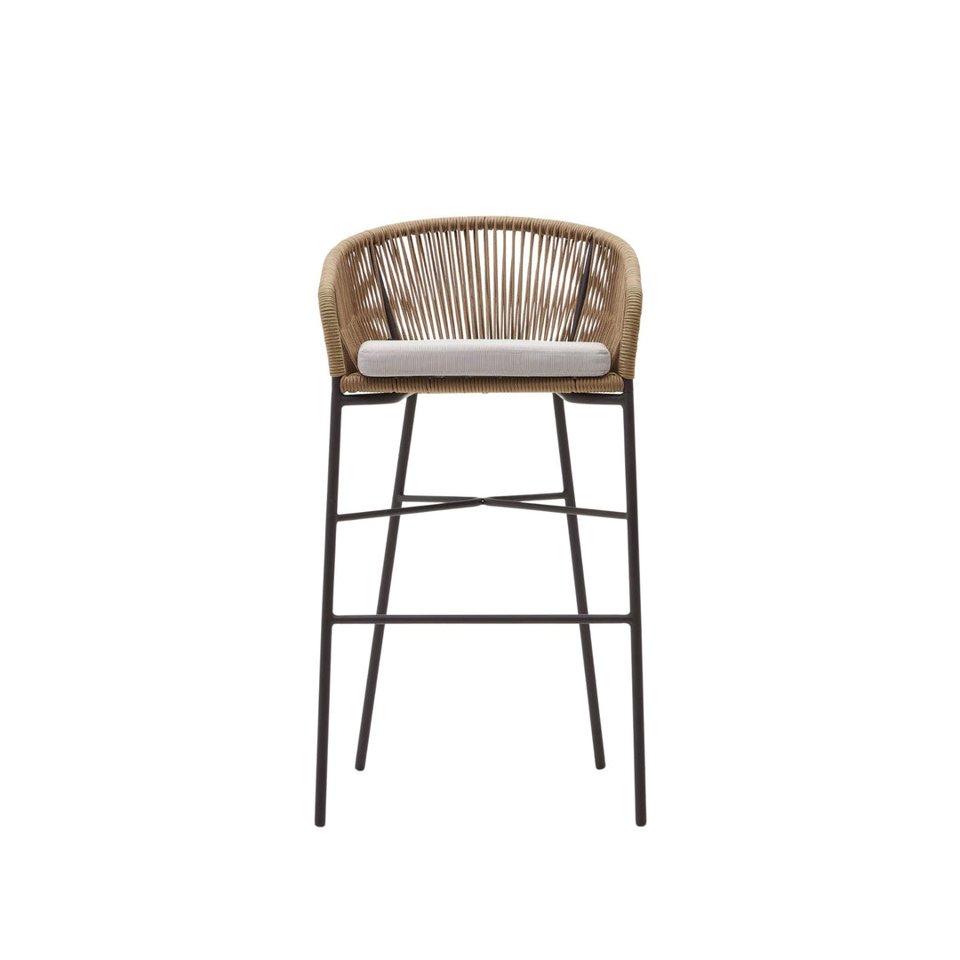 Lot de 4 Tabourets KAVE HOME Yanet en corde beige hauteur 80 cm
