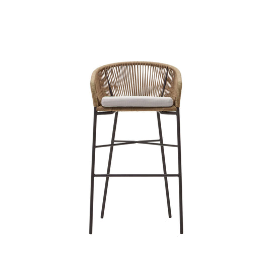 Lot de 4 Tabourets KAVE HOME Yanet en corde beige hauteur 80 cm
