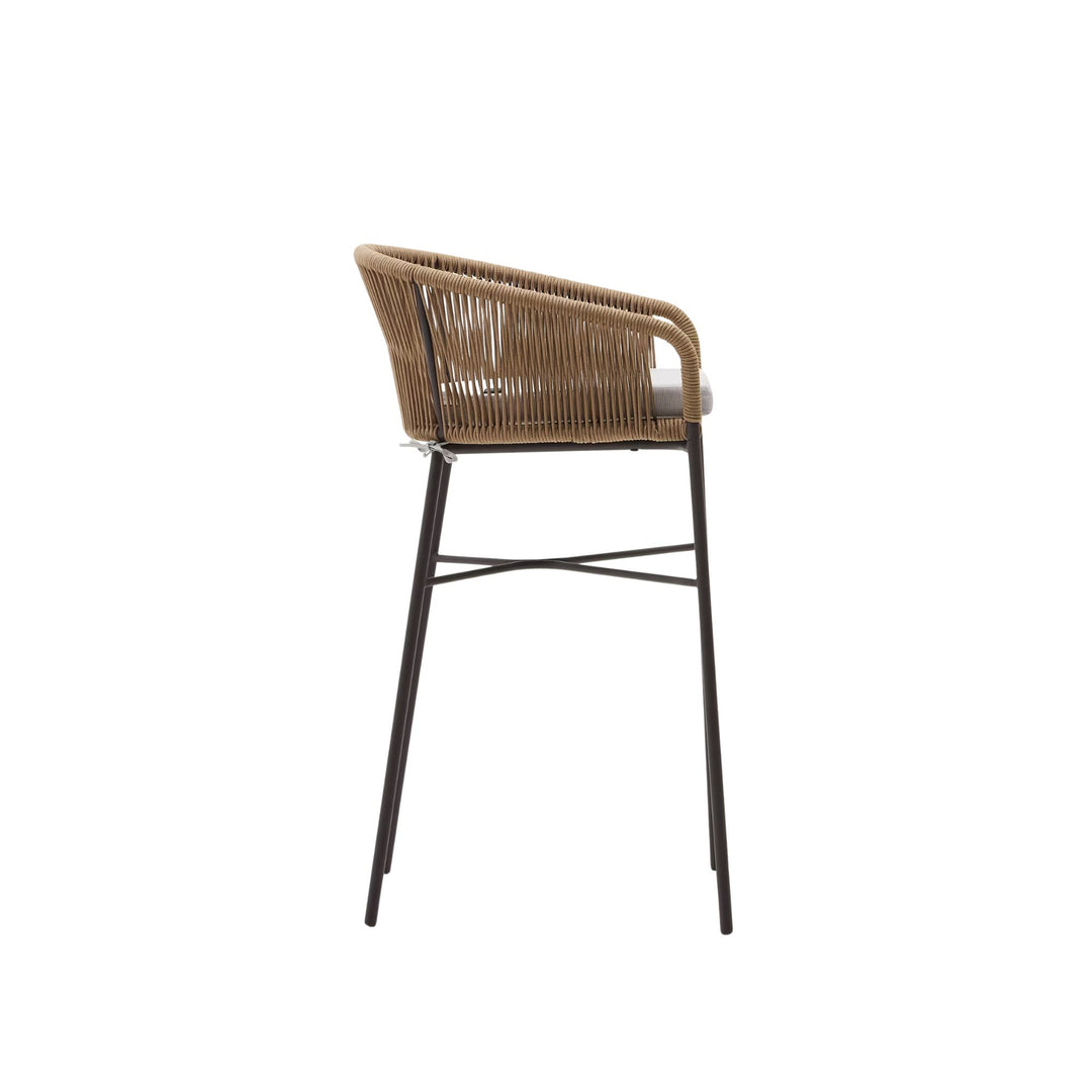 Lot de 4 Tabourets KAVE HOME Yanet en corde beige hauteur 80 cm