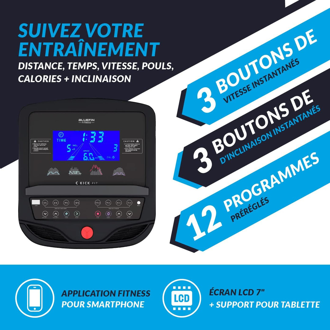 Tapis Roulant BLUEFIN FITNESS Kick 2.0 FIT Tapis de Course Pliable pour la maison