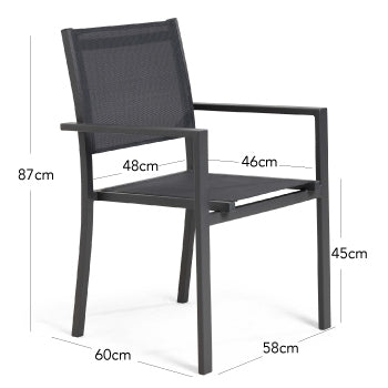 Lot de 4 fauteuils de jardin Oviala en aluminium crem et textilène avec accoudoirs