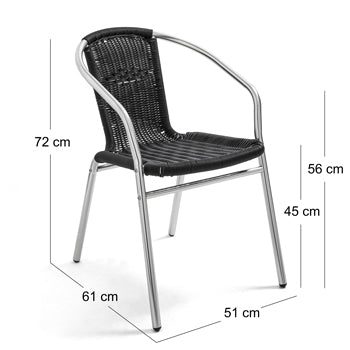 Lot de 4 chaises de jardin en aluminium et résine avec accoudoirs OVIALA