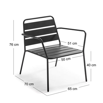 Fauteuil bas de jardin Oviala en metal Palavas