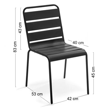 Lot de 4 chaises de jardin Oviala en metal PALAVAS