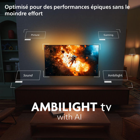 Téléviseur PHILIPS Ambilight 55OLED760 4K OLED Smart TV Écran 55"