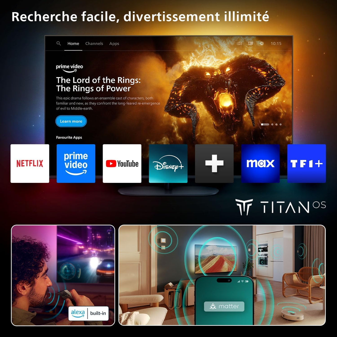 Téléviseur PHILIPS Ambilight 55OLED760 4K OLED Smart TV Écran 55"