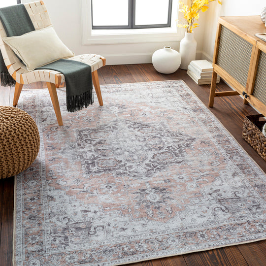 Tapis Vintage Lavable en Machine Beige/Gris Quito