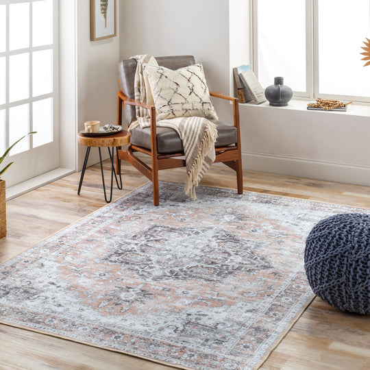Tapis Vintage Lavable en Machine Beige/Gris Quito