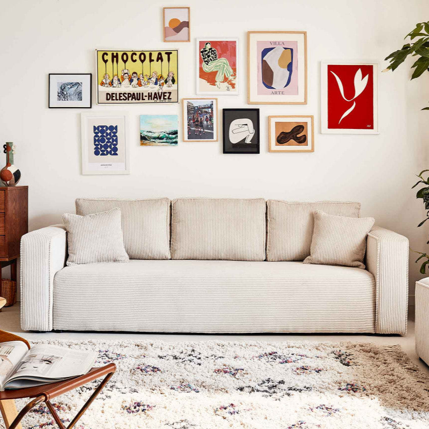 Canapé convertible BEST MOBILIER Topaze 3 places avec coffre en velours côtelé beige