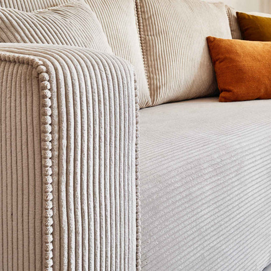 Canapé convertible BEST MOBILIER Topaze 3 places avec coffre en velours côtelé beige