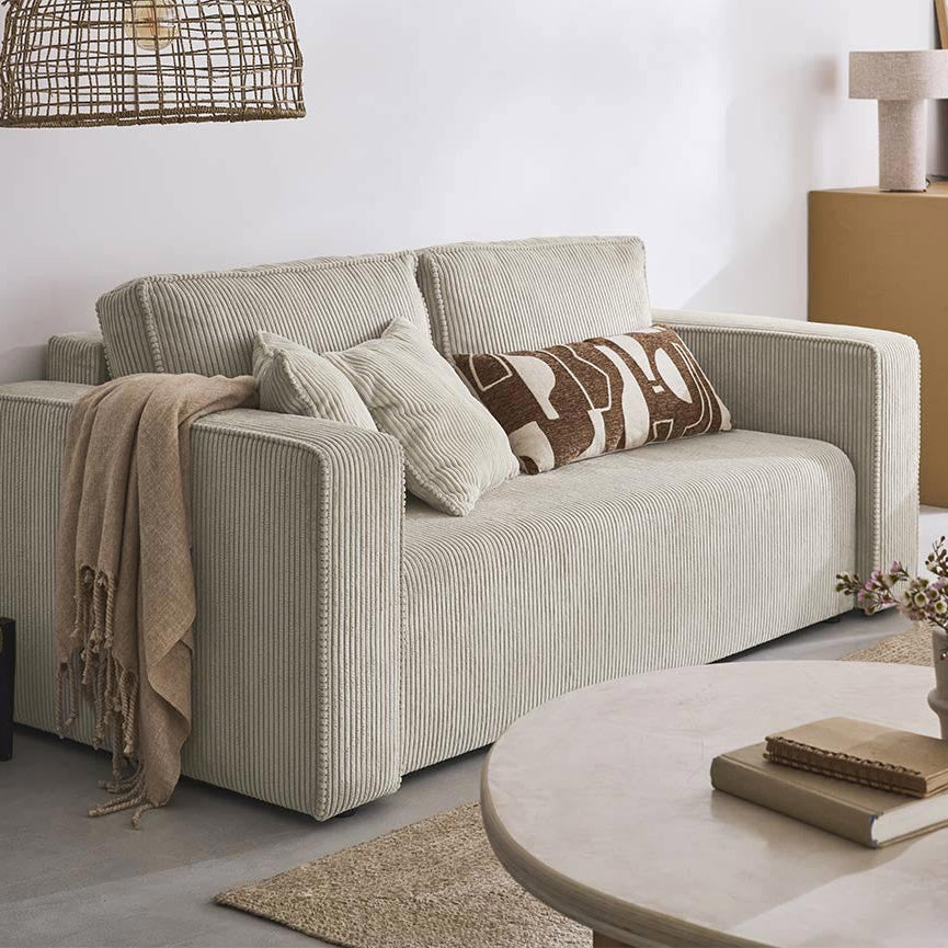 Canapé BEST MOBILIER Topaze 2 placesen velours côtelé beige