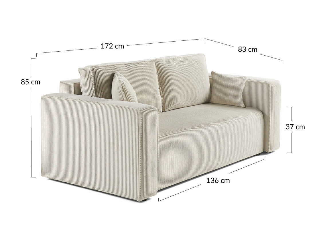 Canapé BEST MOBILIER Topaze 2 placesen velours côtelé beige