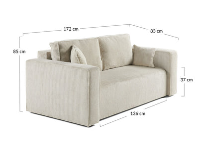 Canapé BEST MOBILIER Topaze 2 placesen velours côtelé beige